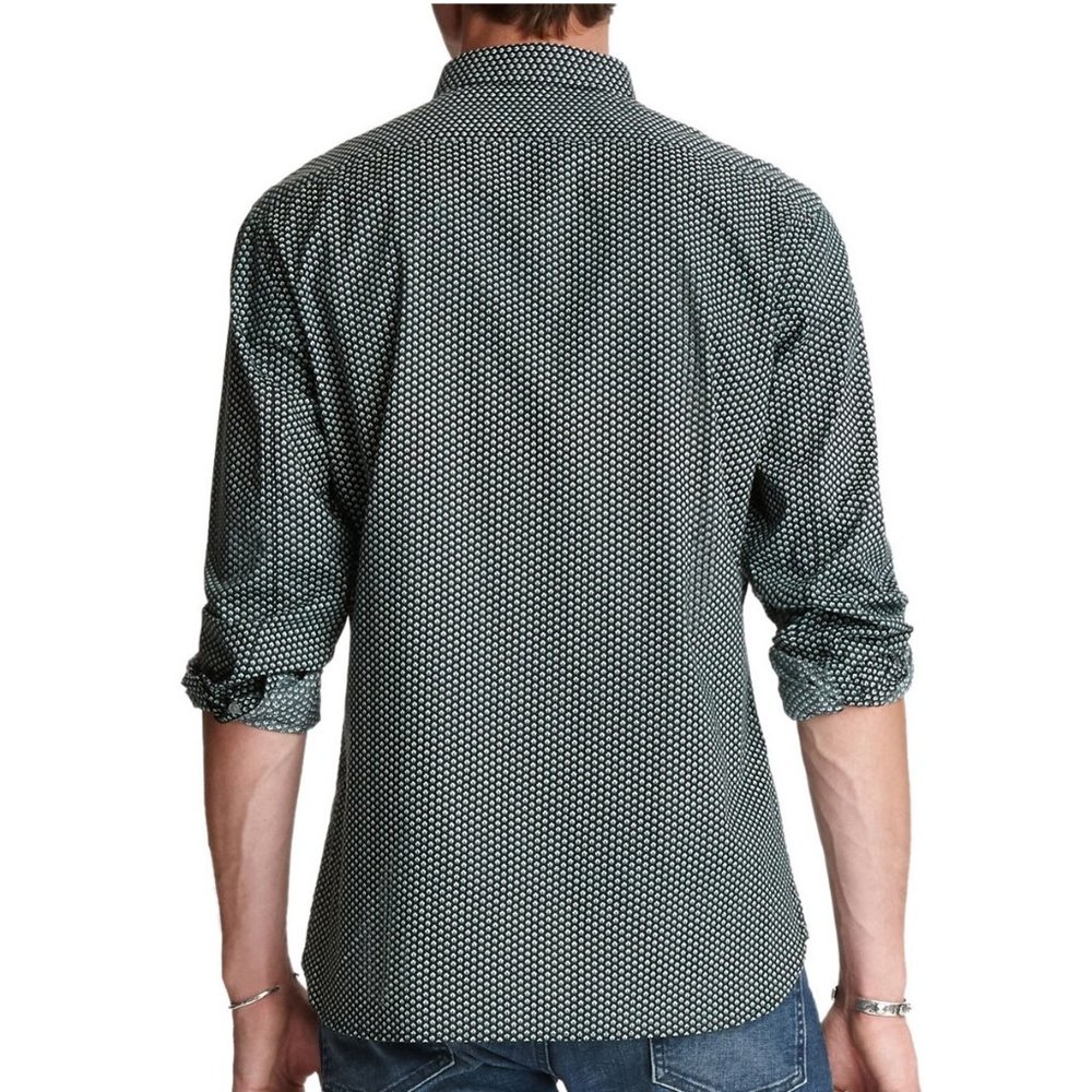 John Varvatos Rodney Pattern Button Shirt Black - Picture 2 of 5